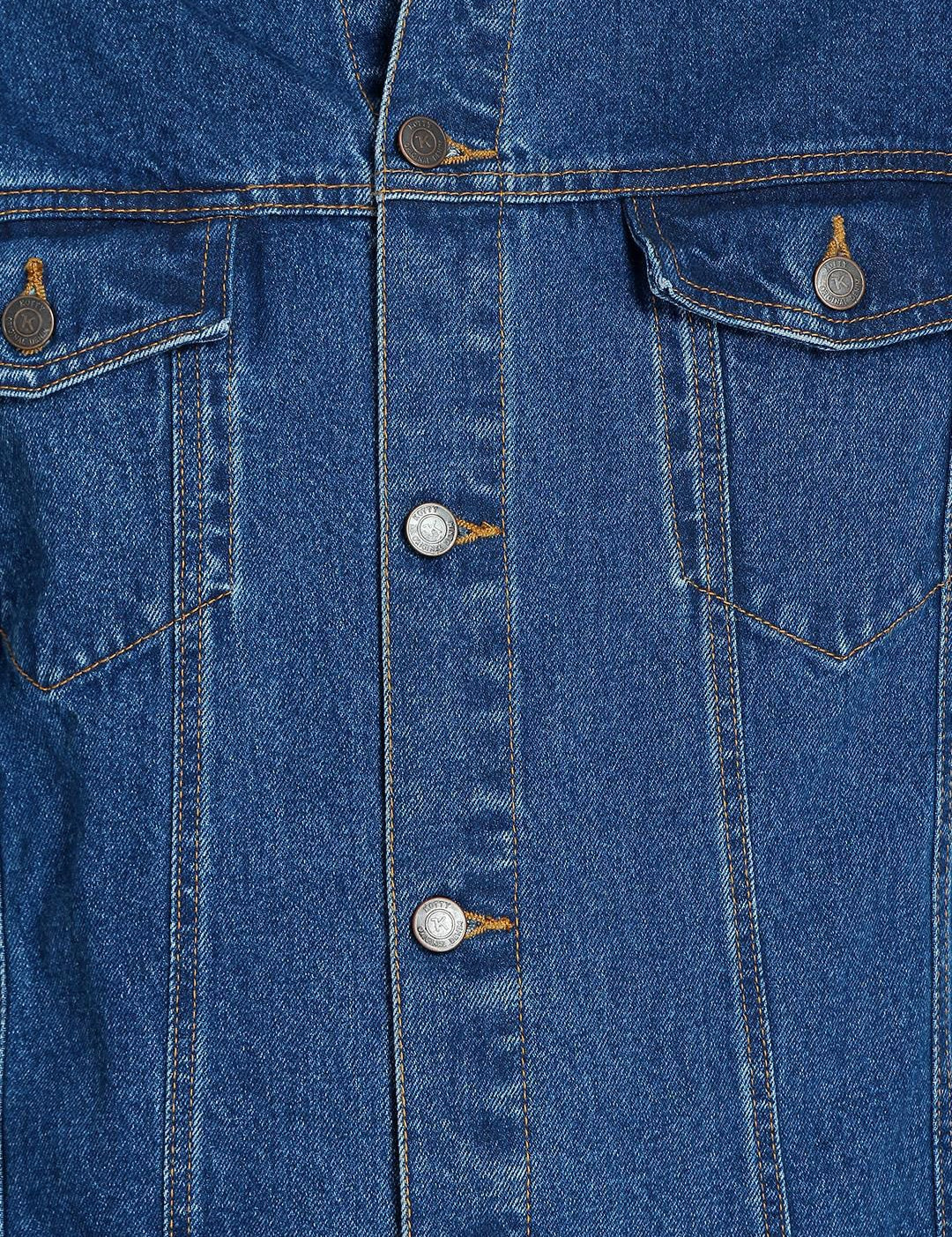Kotty Men Blue Solid Denim Jacket