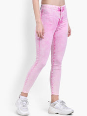 Kotty Women Pink Skinny Fit High-Rise Clean Look Cropped Jeans