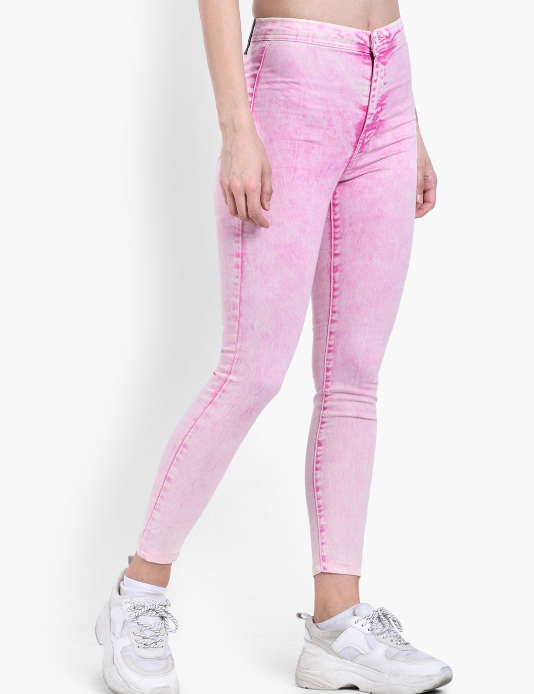 Kotty Women Pink Skinny Fit High-Rise Clean Look Cropped Jeans
