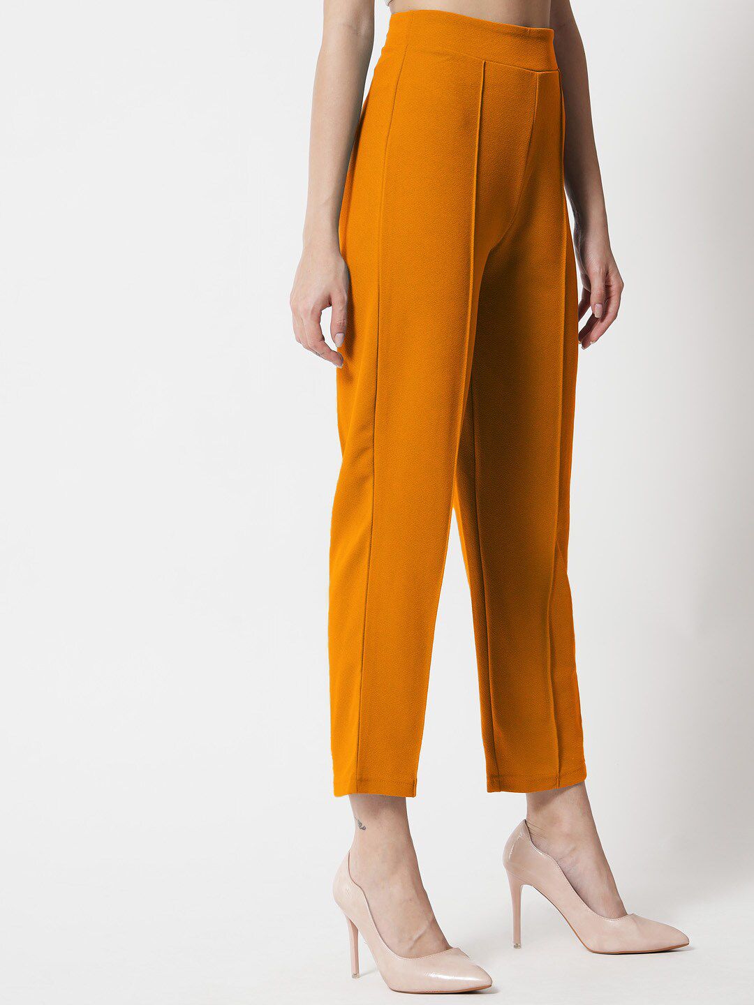 Kotty Women Relaxed Straight Fit High-Rise Easy Wash Trousers