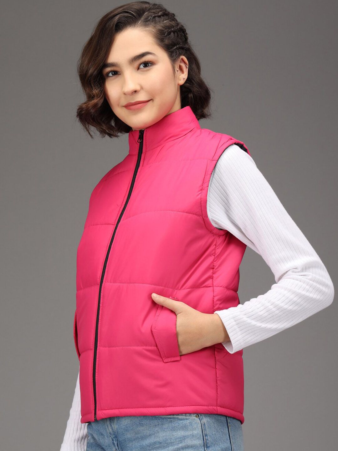 Kotty Women Pink Padded Sleeveless Puffer Jacket