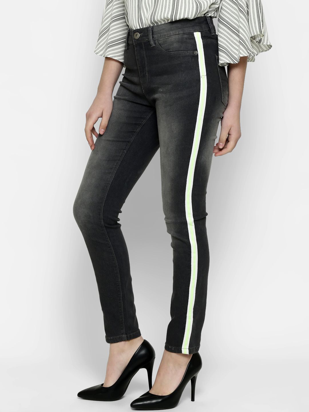 Kotty Women Grey Skinny Fit High-Rise Clean Look Jeans