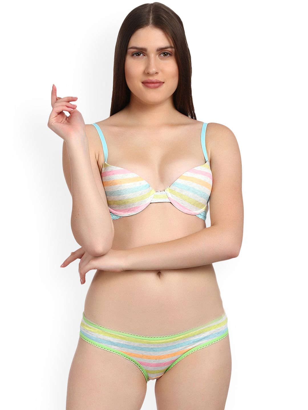Kotty Women Multicoloured Striped Lingerie Set KTTIW131