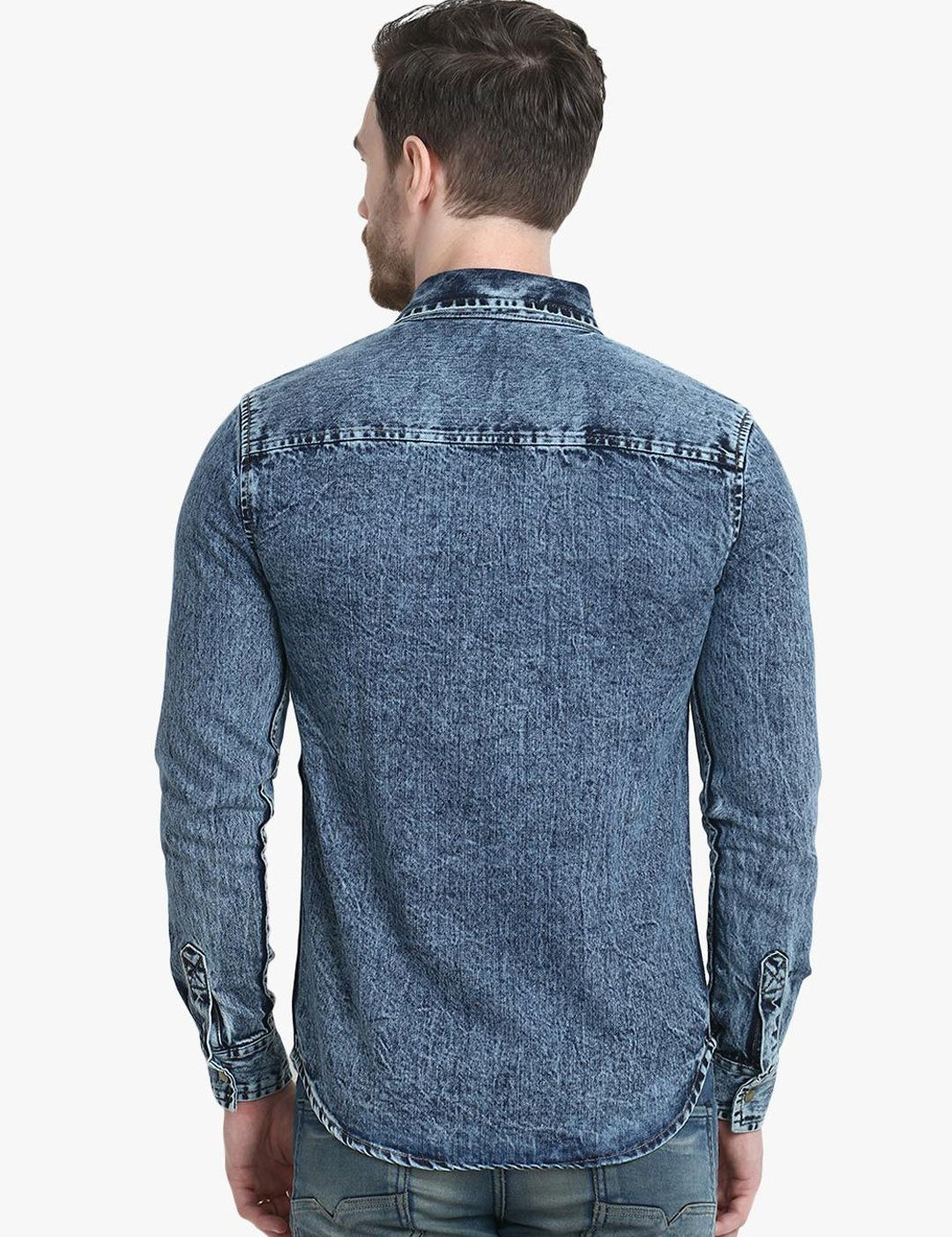Kotty Men Blue Solid Denim Jacket
