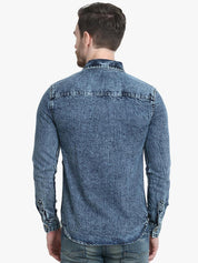 Kotty Men Blue Solid Denim Jacket