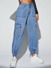 Kotty Women High-Rise Clean Look Stretchable Cargo Joggers