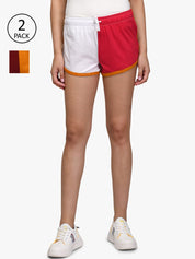 Kotty Women Pack Of 2 Colourblocked Regular Fit Regular Shorts