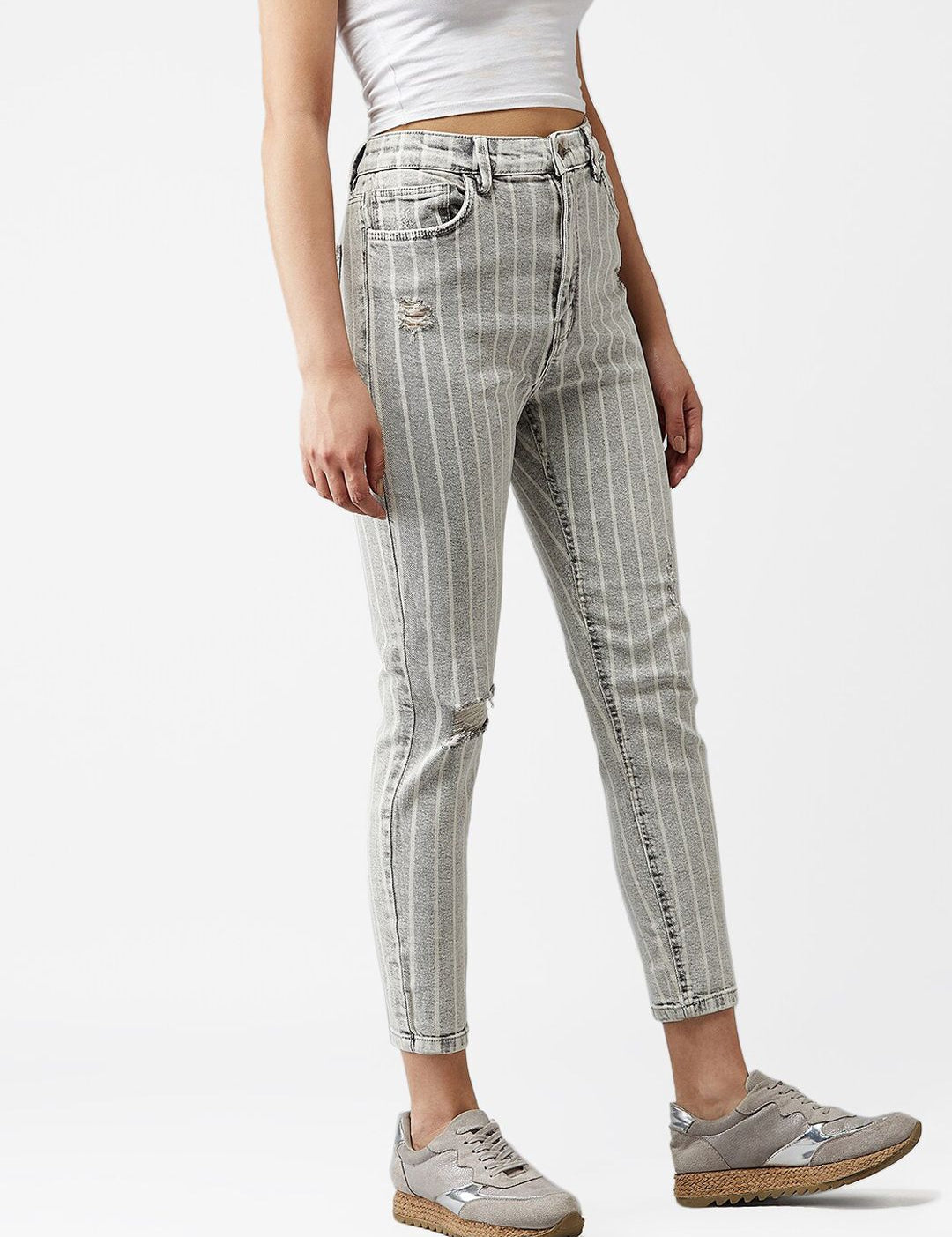 Kotty Women Black & White Skinny Fit Jeans