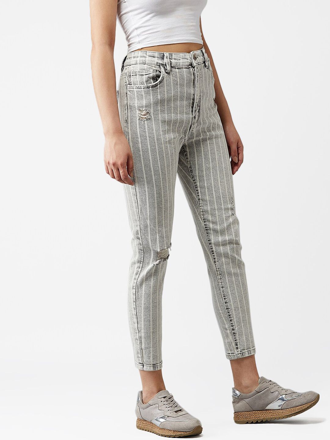 Kotty Women Black & White Skinny Fit Jeans