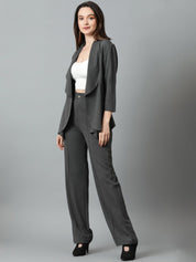 Kotty Grey Shawl Neck Blazer And Trousers