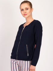 Kotty Women Blue Self Design Open Front Jacket
