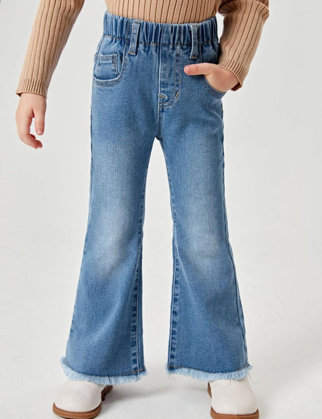 Kotty Girls Blue Jean Fit Bootcut Heavy Fade Stretchable Jeans