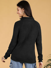 Kotty Women Ribbed Mock Collar Full Sleeve Pullover Sweaters