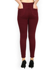 Kotty Women Maroon Skinny Fit High-Rise Clean Look Jeans