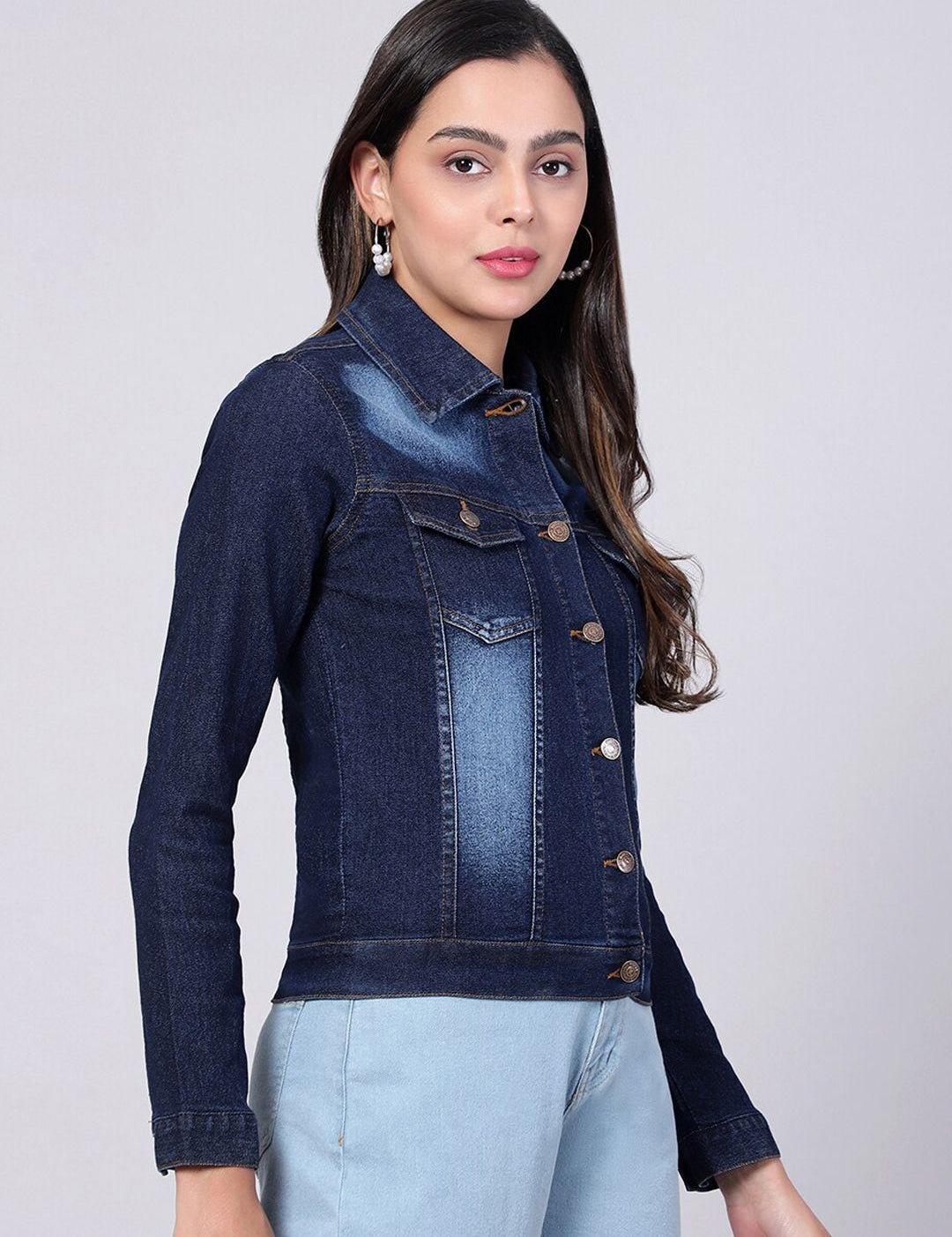 Kotty Women Washed Cotton Outdoor Denim Jacket 