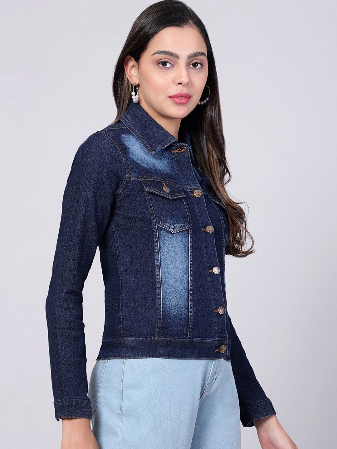 Kotty Women Washed Cotton Outdoor Denim Jacket 