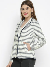 Kotty Women White Striped Tailored Jacket