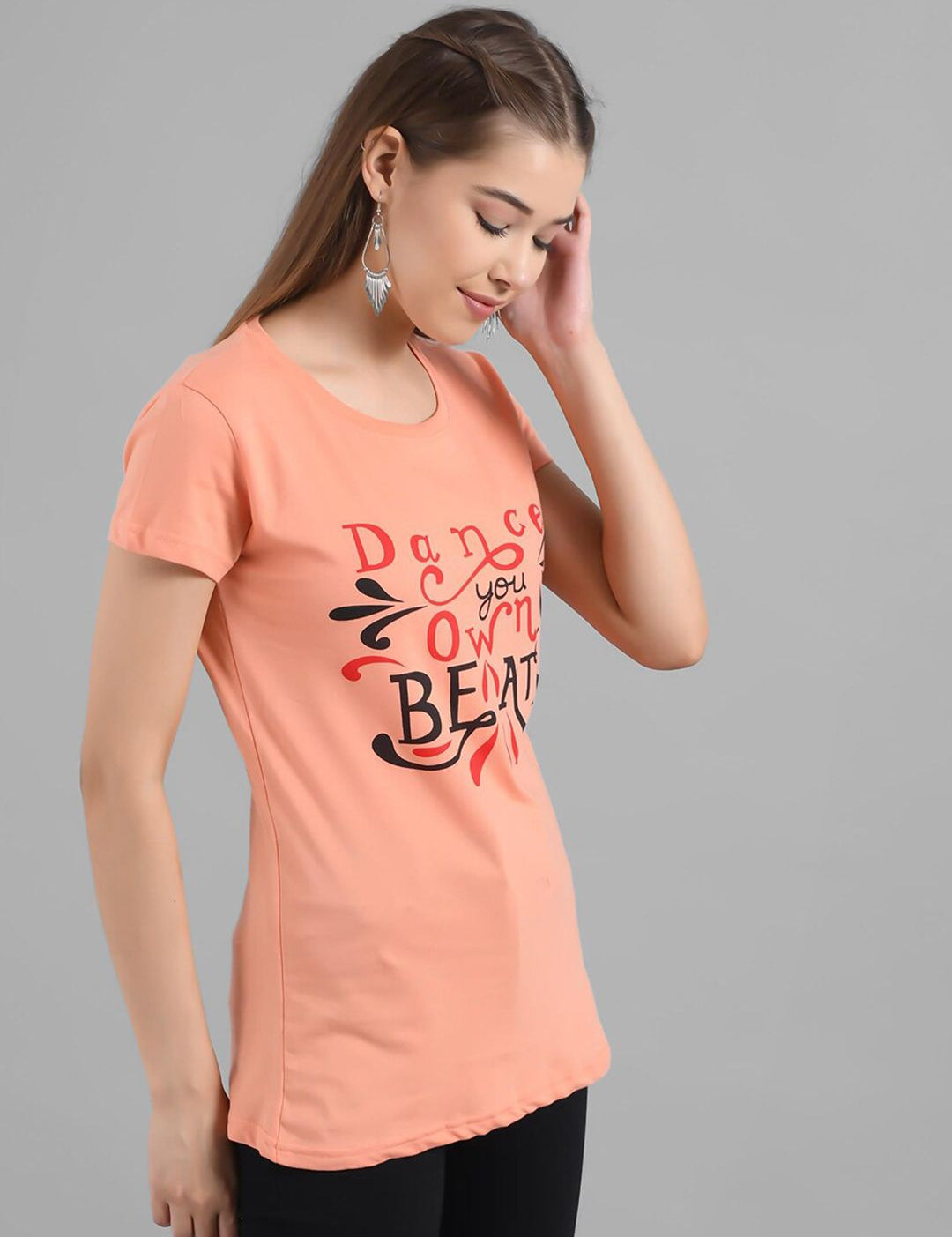 Kotty Typography Printed Round Neck T-shirt