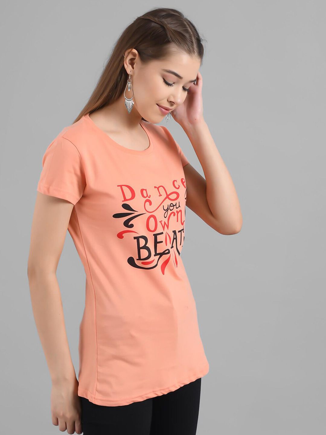 Kotty Typography Printed Round Neck T-shirt