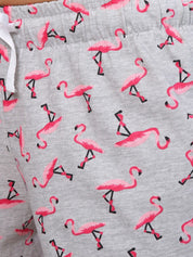 Kotty Women Grey & Pink Printed Lounge Shorts KTTSLEEPSHORTS184