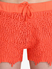 Kotty Women Orange Self Design Regular Fit Hot Pants