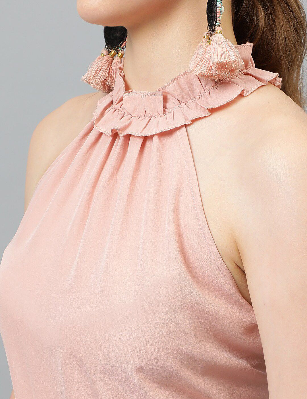 Kotty Pink Halter Neck Crepe Top