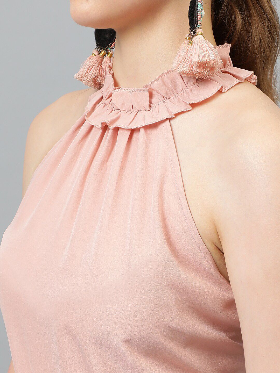 Kotty Pink Halter Neck Crepe Top