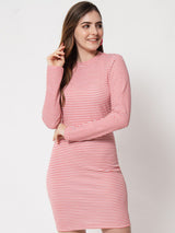 Kotty Red & White Striped Bodycon Midi Dress