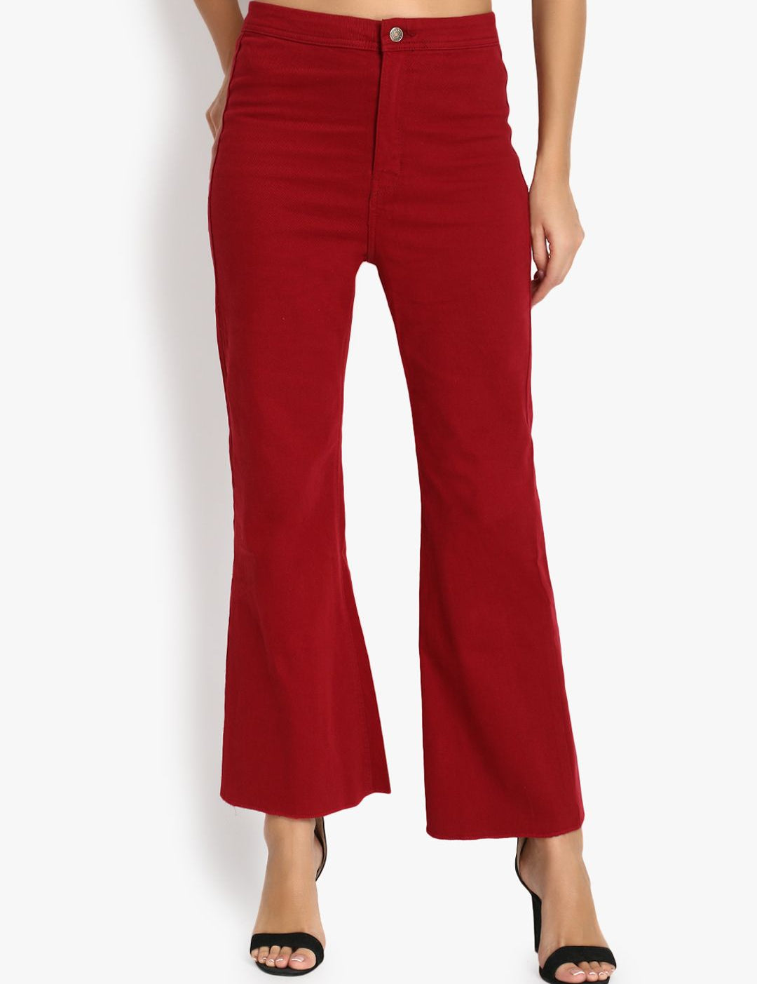 Kotty Women Maroon Flared High-Rise Clean Look Stretchable Jeans