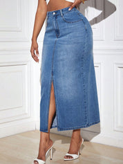 Kotty Straight Midi Denim Skirt
