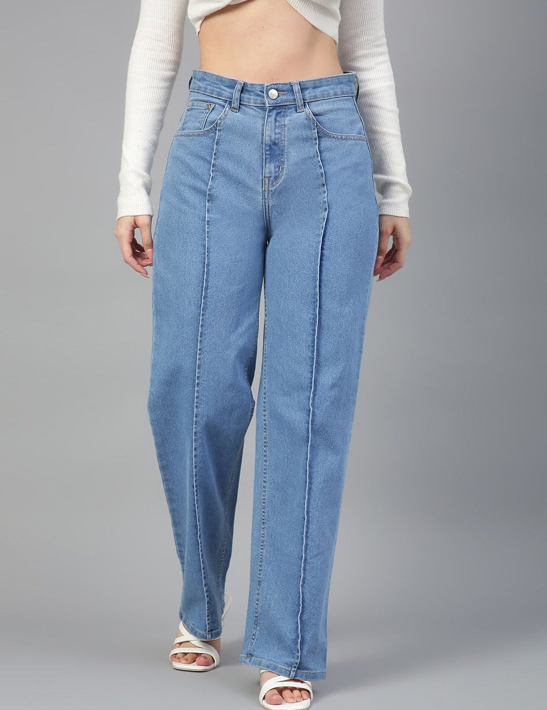 Kotty Women Jean Straight Fit High-Rise Light Fade Stretchable Jeans