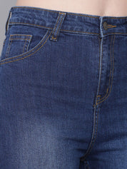 Kotty Women Blue Flared High-Rise Low Distress Light Fade Cropped  Jeans