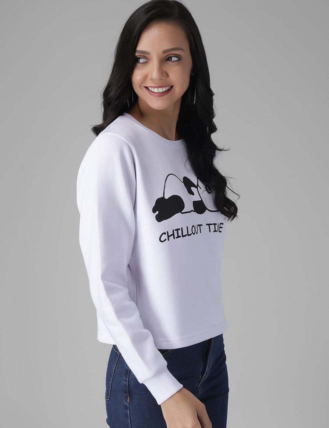 Kotty Women White Printed Sweatshirt