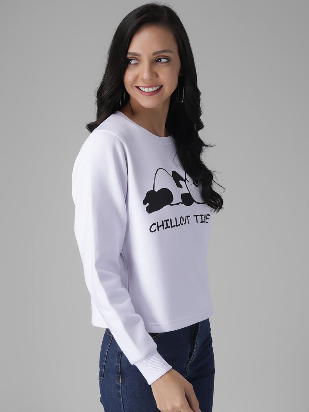 Kotty Women White Printed Sweatshirt