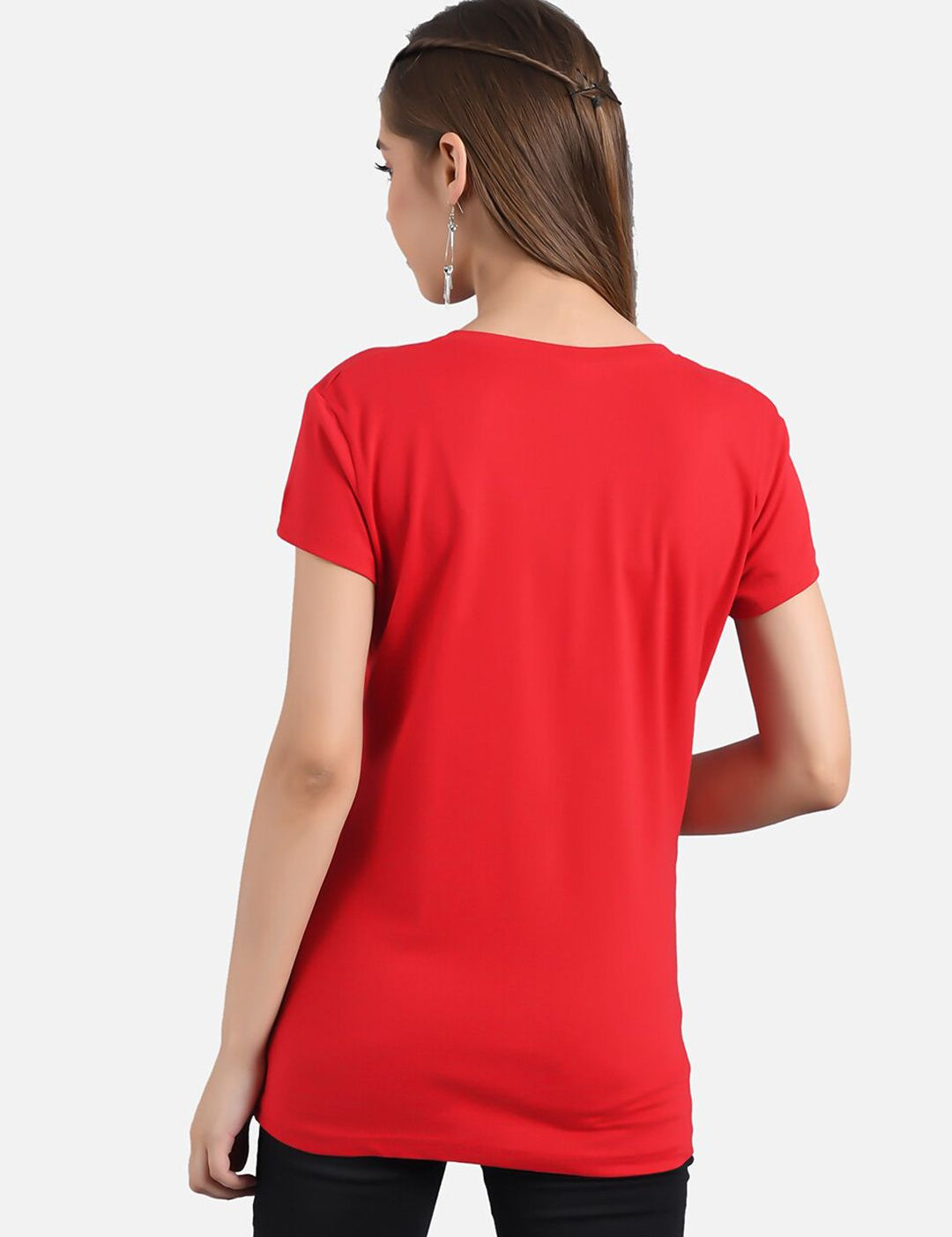 Kotty Women Pack Of 2 Red & Pink Printed Round Neck T-shirts