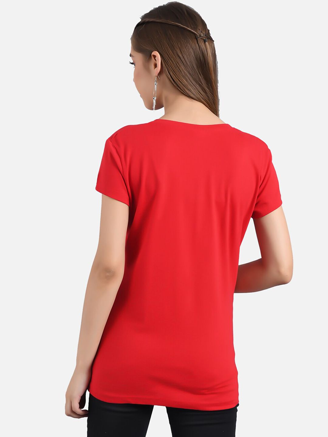 Kotty Women Pack Of 2 Red & Pink Printed Round Neck T-shirts