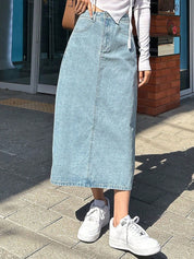 KOTTY Basics Straight Denim Midi Skirt
