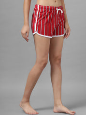 Kotty Women Striped Printed Slim Fit Low-Rise Running Hot Pants Shorts