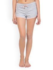 Kotty Women Grey & Pink Solid Lounge Shorts KTTSLEEPSHORTS190