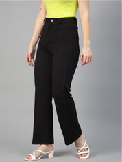 KOTTY BIZwear Women Relaxed Straight Fit High-Rise Easy Wash Trousers