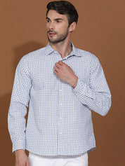 Kotty New Grid Tattersall Checks Spread Collar Casual Shirt