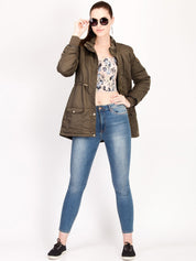 Kotty Women Brown Solid Insulator Longline Parka