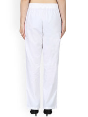 Kotty Women White Regular Fit Solid Linen Regular Trousers