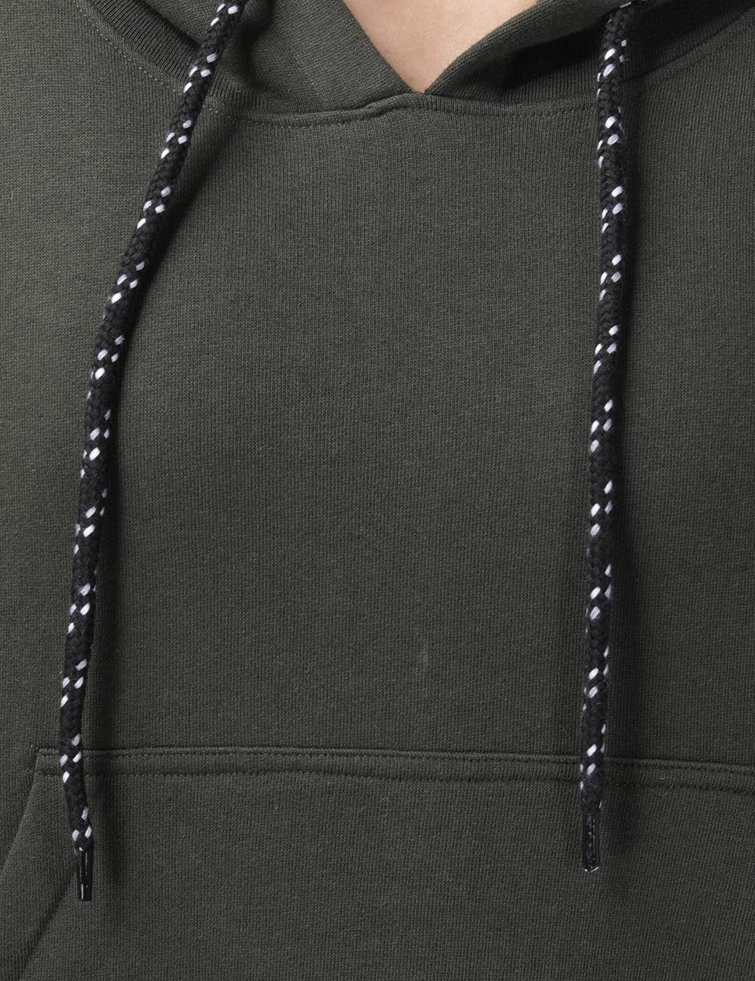 Kotty Women Olive Green Solid Hooded Sweatshirt