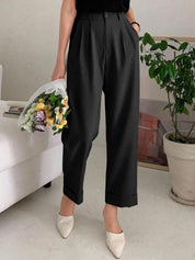 Kotty Women Relaxed Straight Leg Straight Fit High-Rise Parallel Trousers