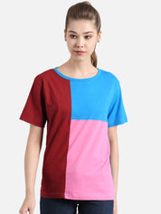 Kotty Women Multicoloured Colourblocked Round Neck T-shirt