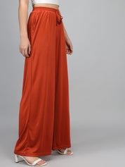 Kotty Women Maroon Loose Fit High-Rise Parallel Trousers