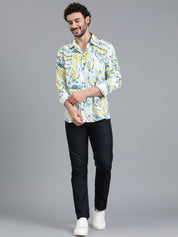 Kotty White Abstract Printed Casual Shirt