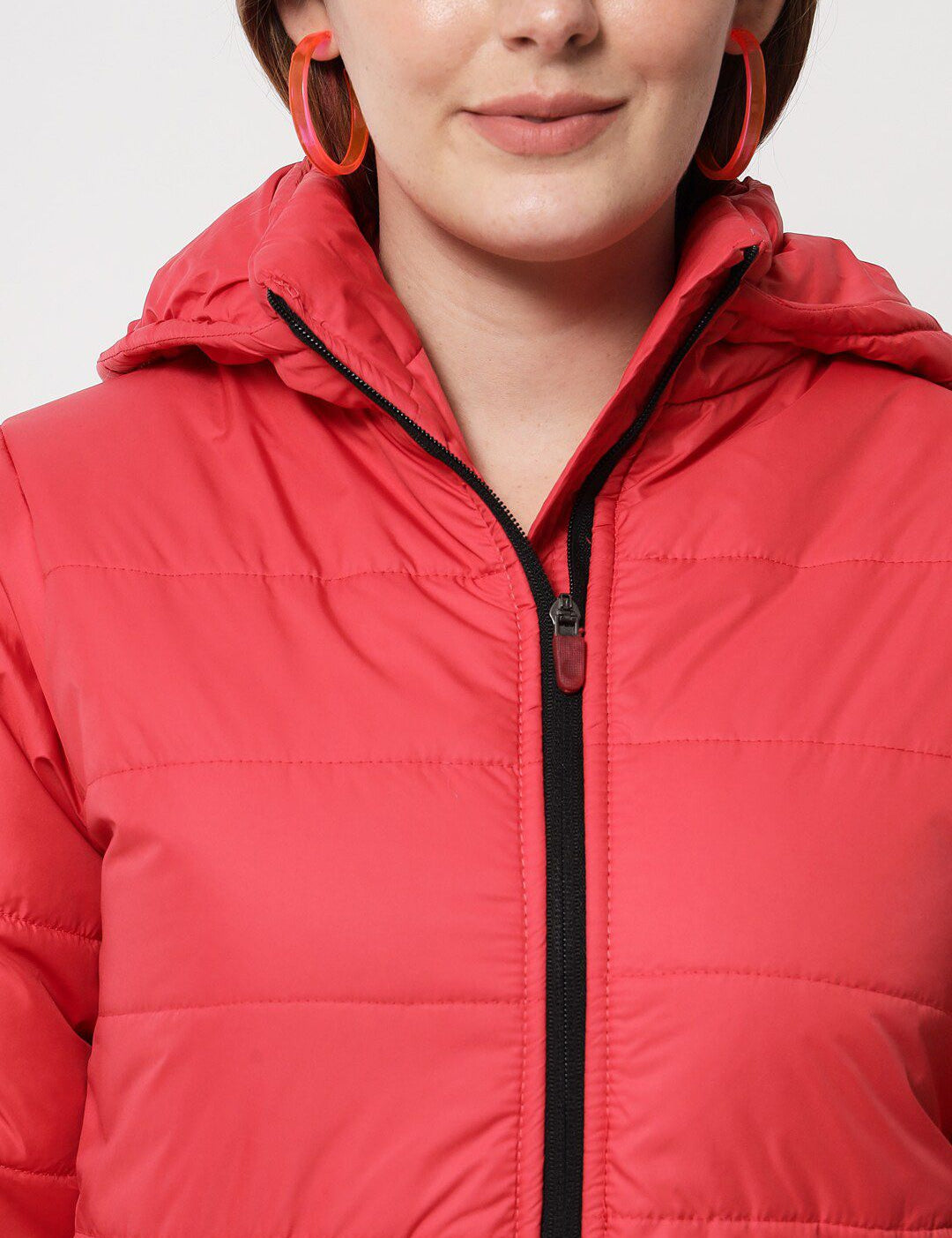 Kotty Women Red Solid Longline Padded Jacket