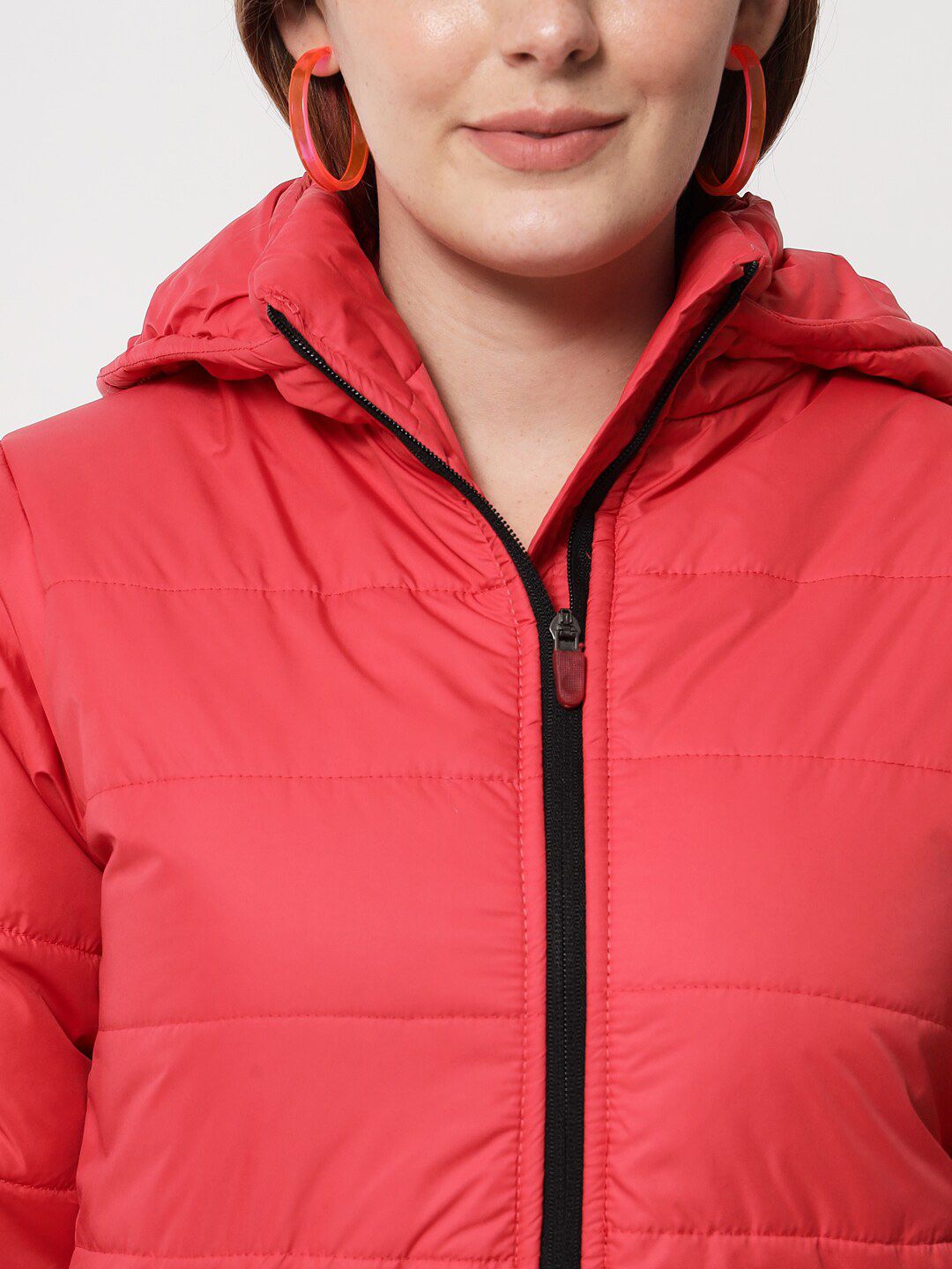 Kotty Women Red Solid Longline Padded Jacket